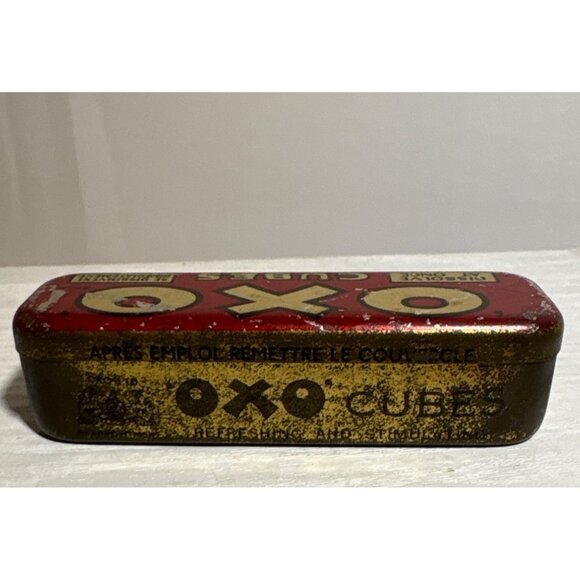 Vintage OXO Cubes Tin Box Red & Gold Retro Advertising Design - Picture 4 of 10